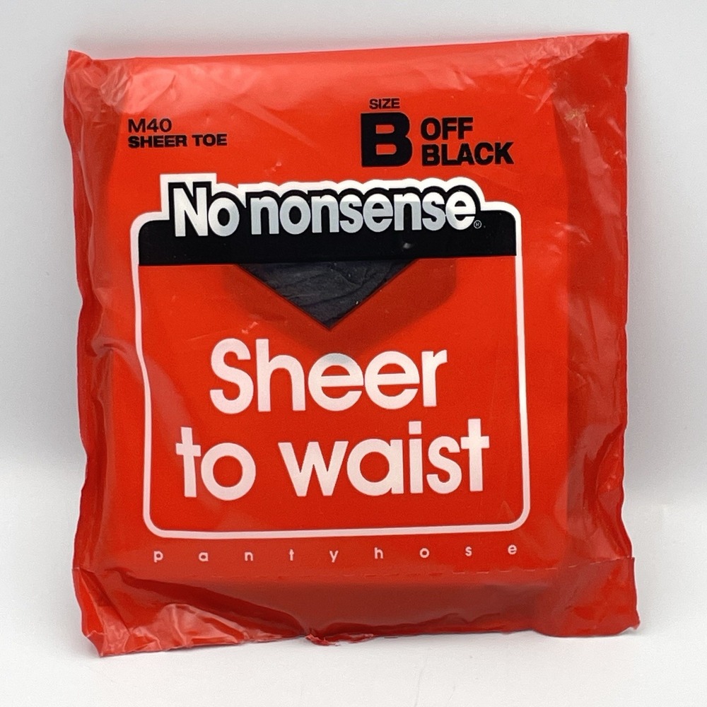 Vintage 1990s No Nonsense Sheer To Waist Pantyhose Size B Off Black M40 NOS
